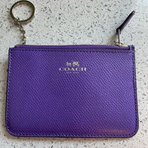 Coach Purple Leather Credit Card/Key Wallet